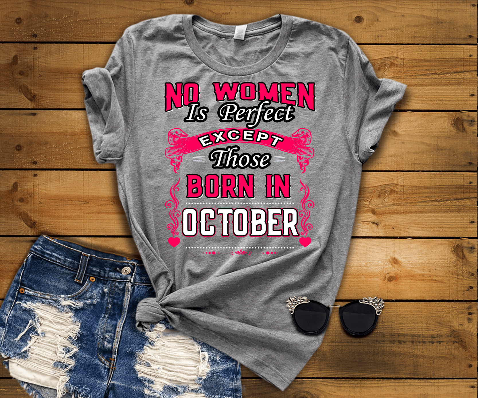 "Good Birthday Vibes For October Born Girls" Pack Of 6 Shirts