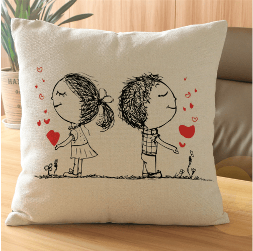 "Sweet Couple Cushion Cover"