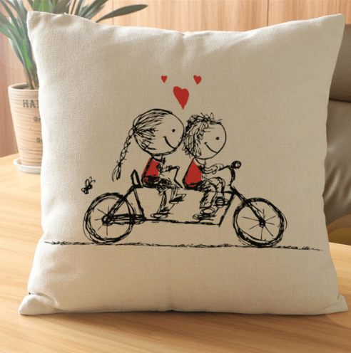 "Sweet Couple Cushion Cover"