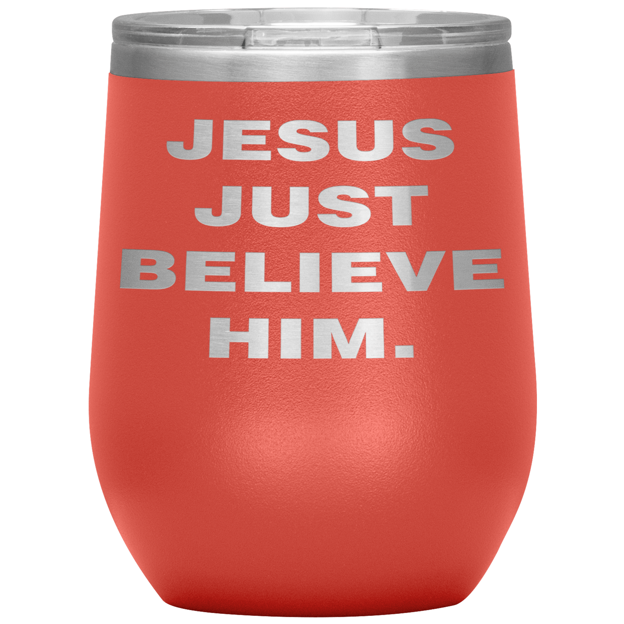 "JESUS JUST BELIEVE HIM" Wine Tumbler